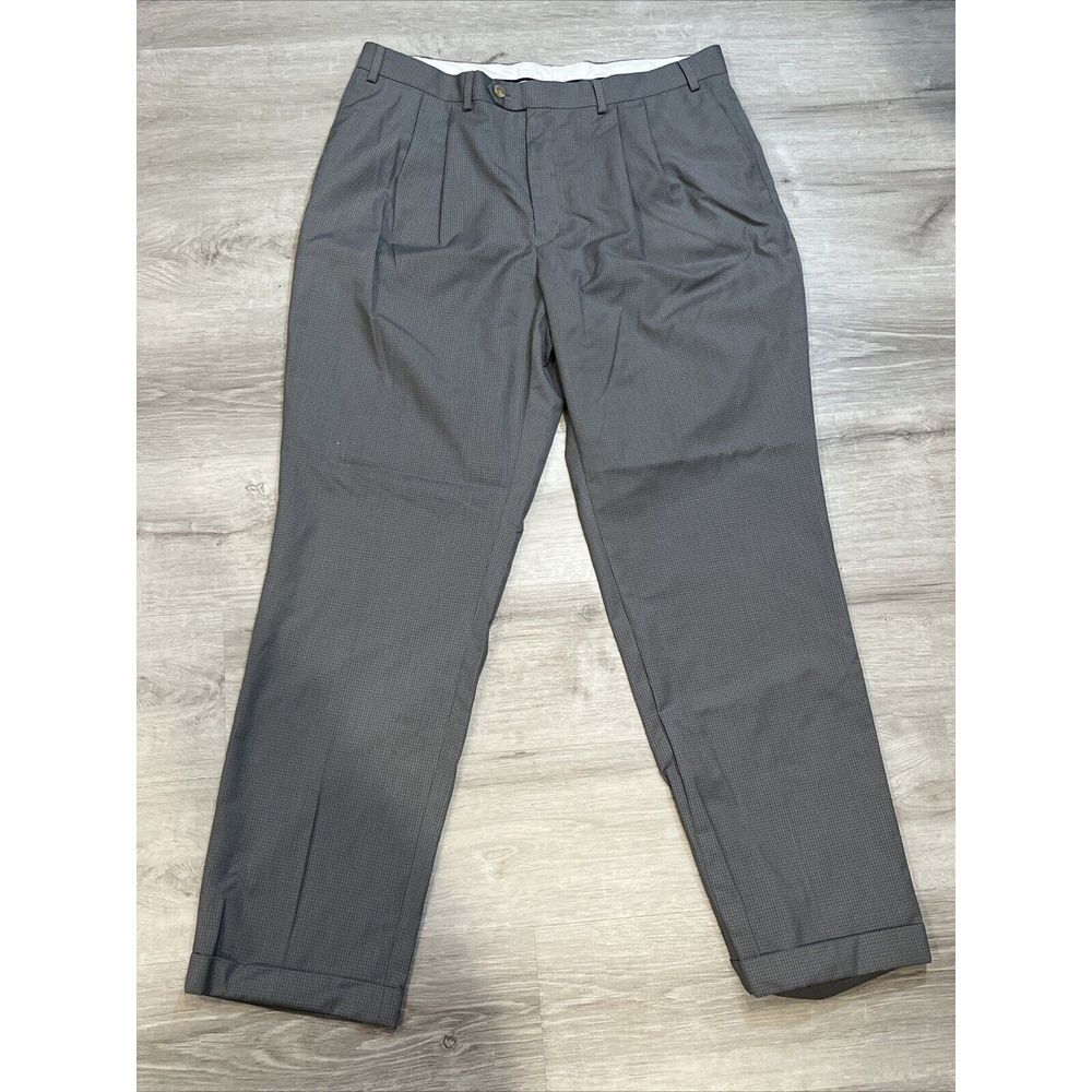 Ralph Ralph‎ Lauren RRL 36 X 32 Gray Check Pleated Cuffed Mens Dress Pants
